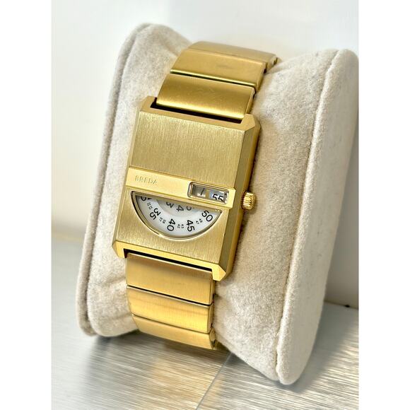 BREDA 1747A Pulse Tandem Gold Tone Watch w/ Box Modern Retro Unisex Quartz main image 4